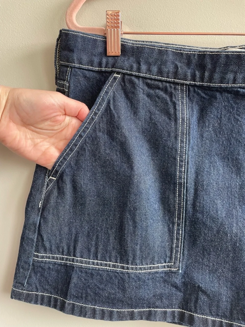 Abercrombie & Fitch Mid-Rise Denim Wrap Mini Skirt Dark Wash Size 29 - Picture 4 of 11